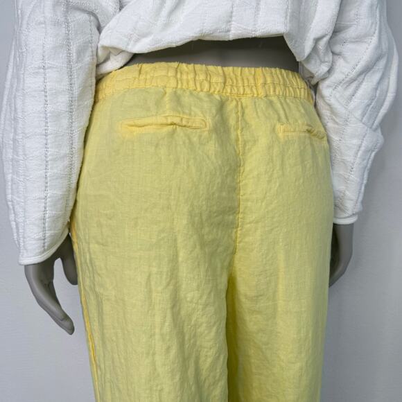 Linen Butter Yellow Pull On Tapered Pants Pockets Size Large Summer Charter Club - Picture 6 of 8